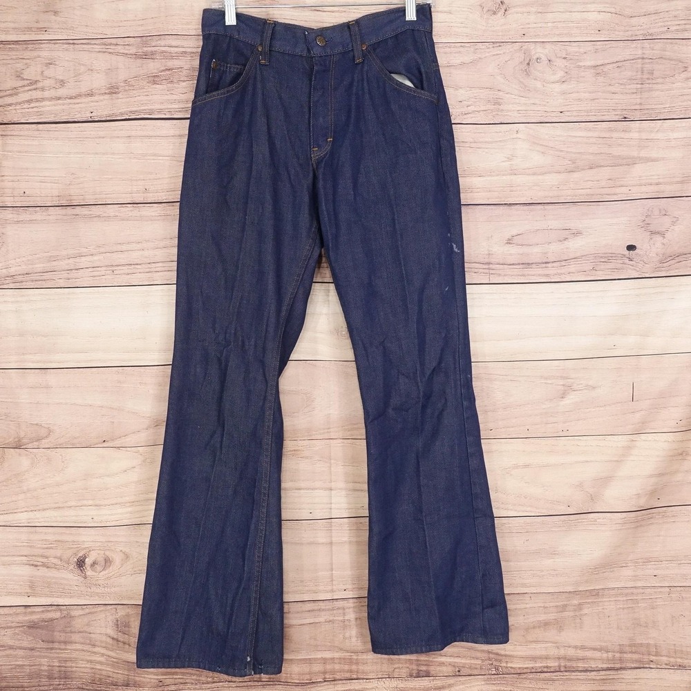 Vintage 70s Put On Shop Jeans Mens 29x31 (30x33) Blue Flare Denim Talon Sears